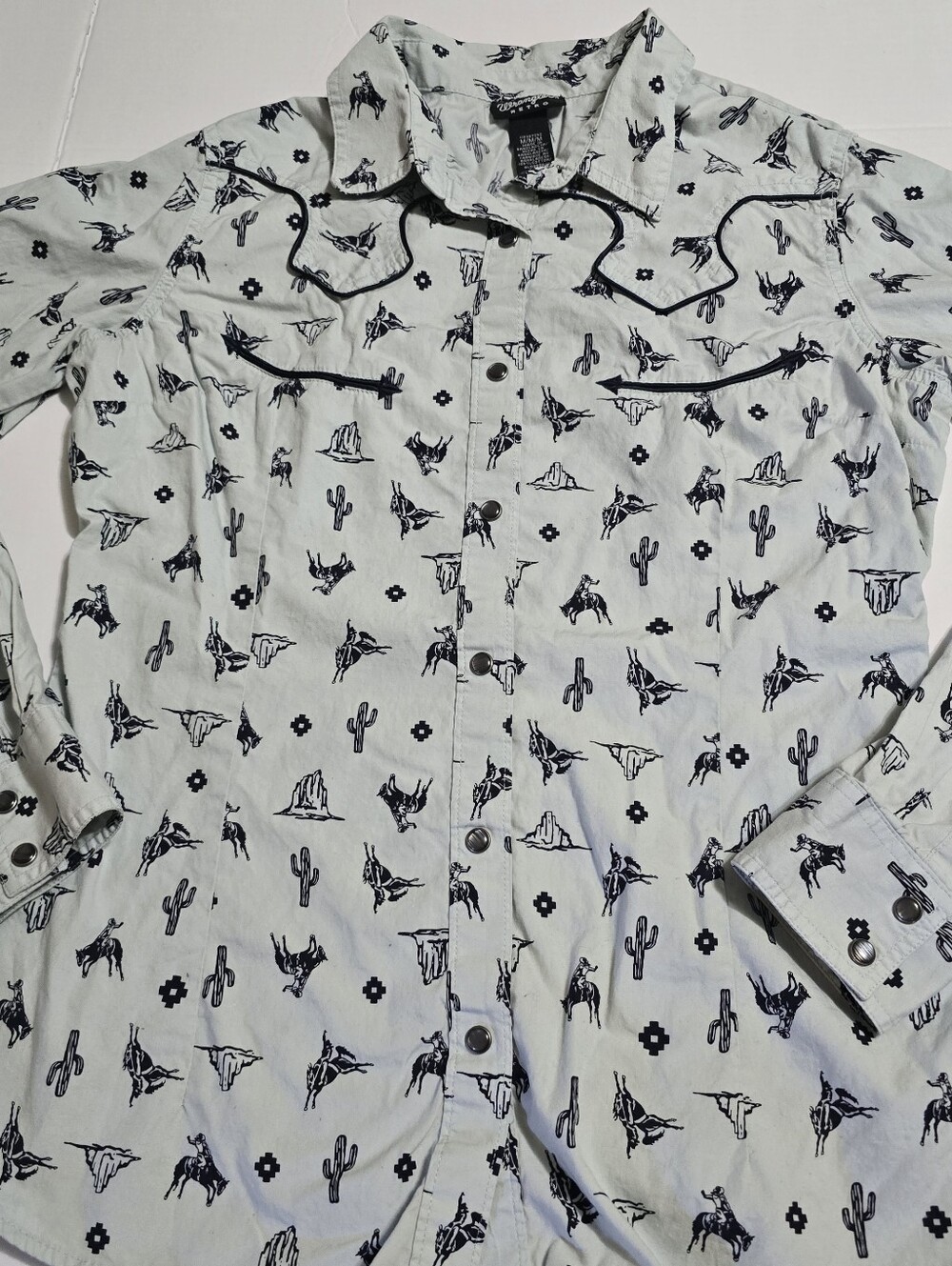 Wrangler Retro Women's Western Snap Shirt Medium Cowgirl Cactus Rodeo